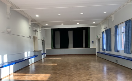 Fladbury Village Hall Interior and stage